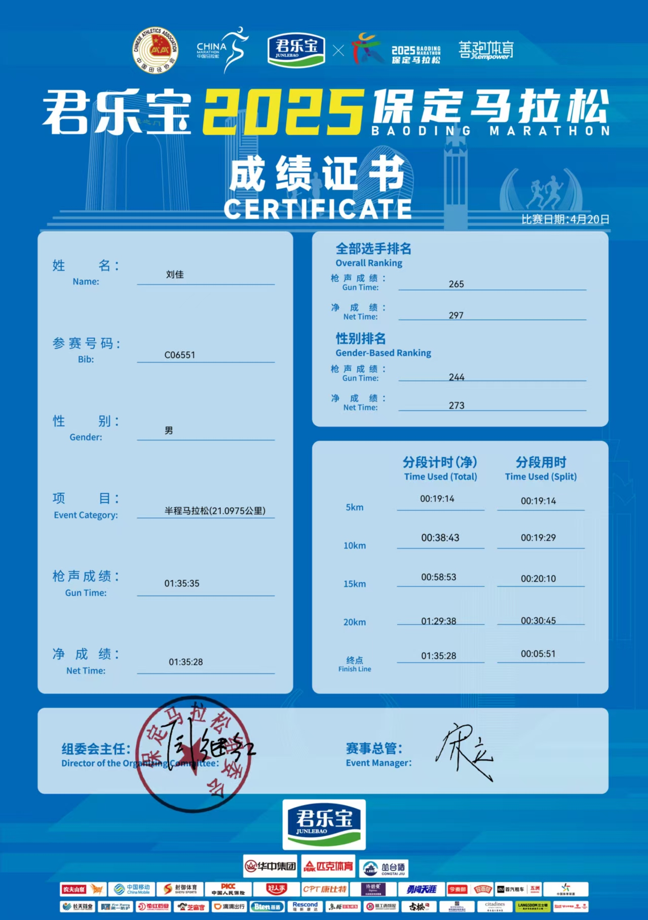 喜报|我校学子在君乐宝2025马拉松比赛中斩获佳绩