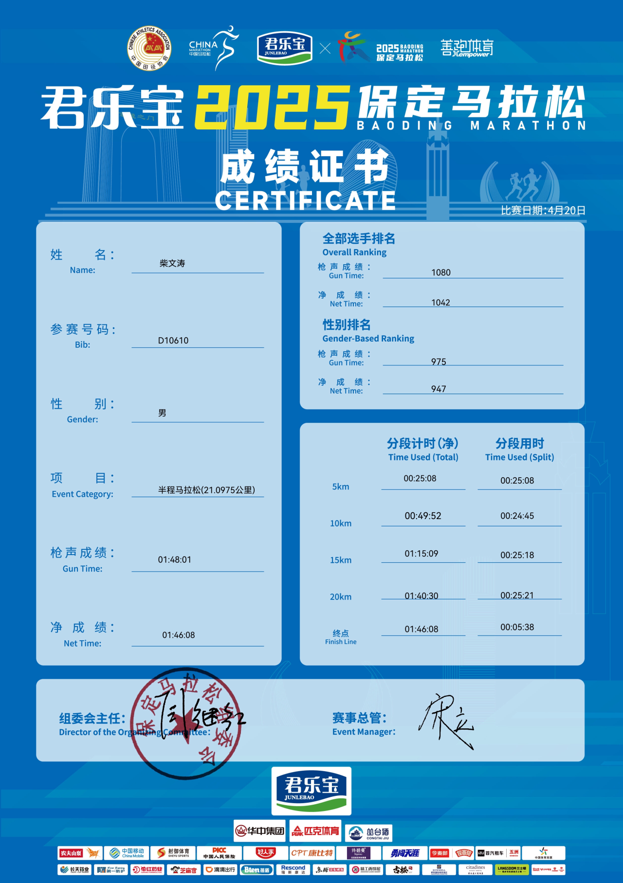 喜报|我校学子在君乐宝2025马拉松比赛中斩获佳绩